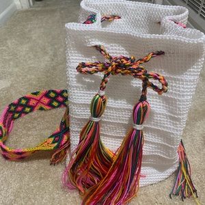 Handmade crochet Mexican morral bag